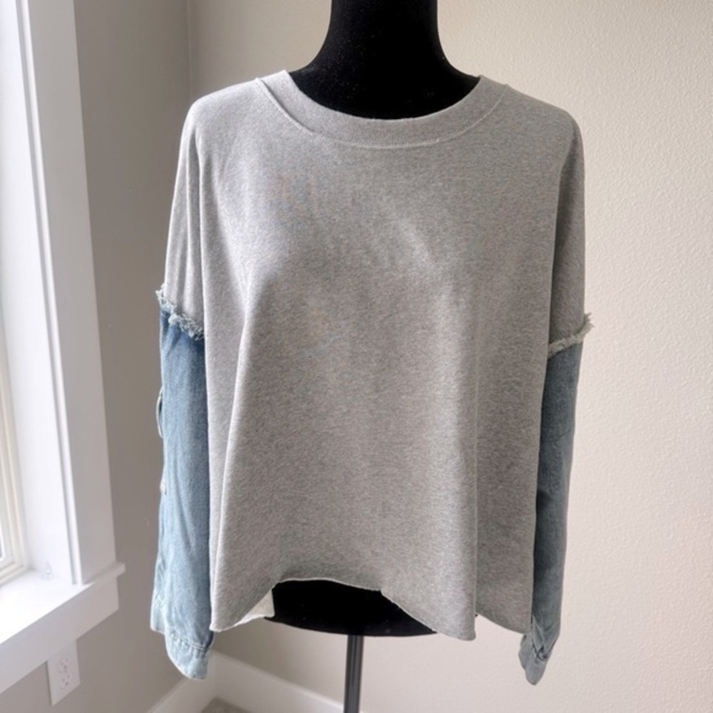 NWT Dance & Marvel oversized cropped denim and cotton shirt size medium